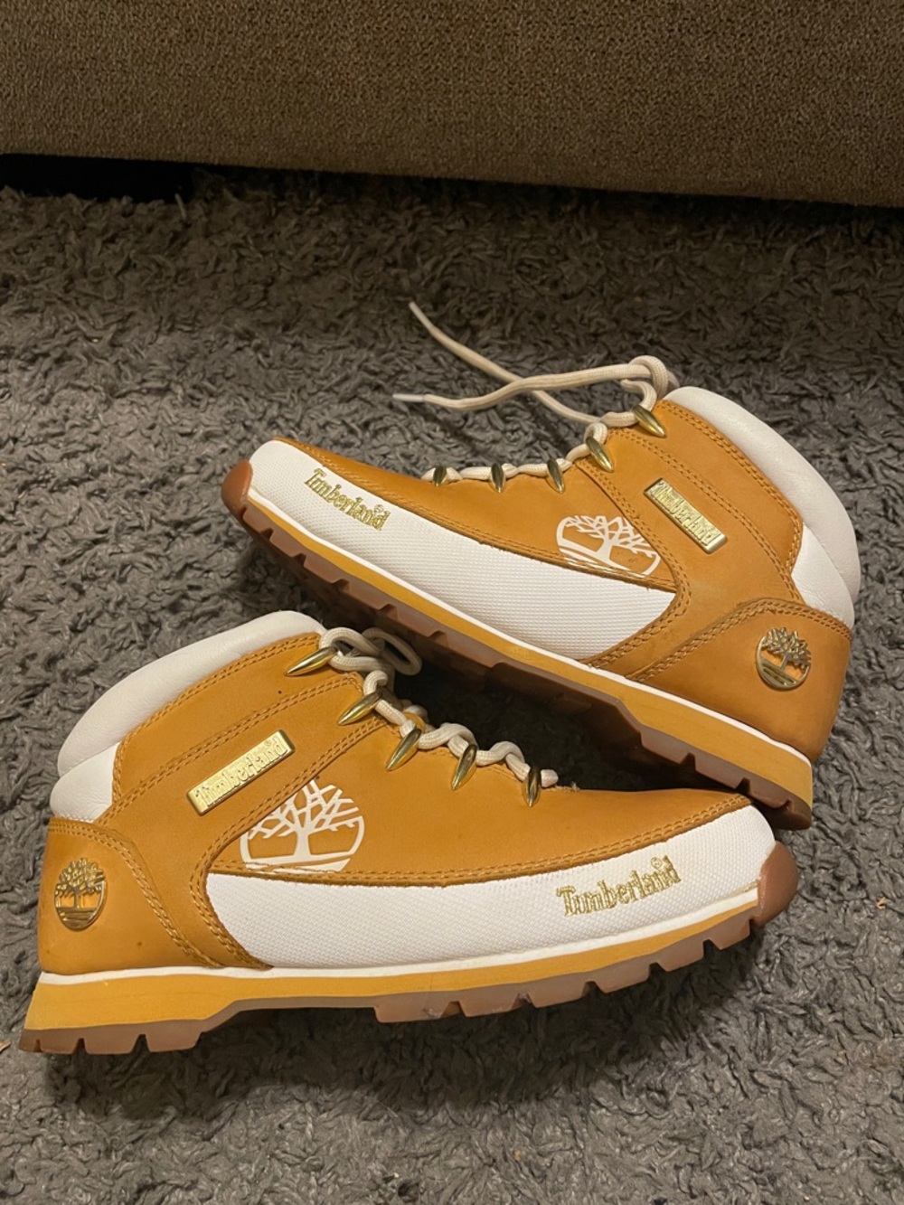 Timberland  Wheat and White Hiking Boots